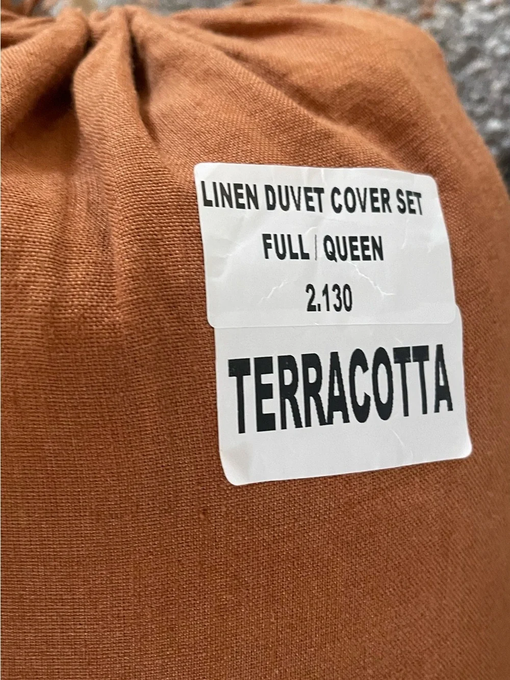 NWT Quince European Linen 3 Piece Duvet Cover Set, Full/Queen (Terracotta)
